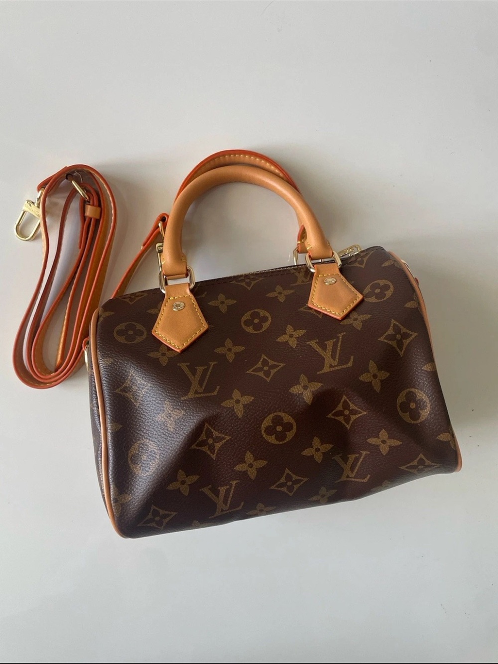 Brown Coated Canvas monogram mini handbag with strap
